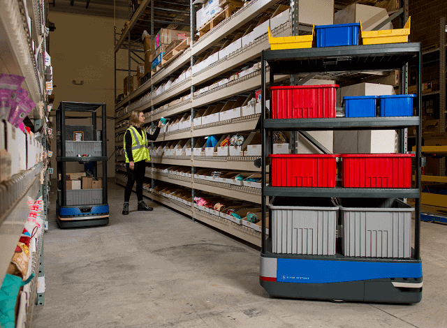 Autonomous mobile robots in a fulfillment warehouse